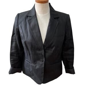 Vintage Liz Claiborne Villager Ramie Blazer Jacket Black 8